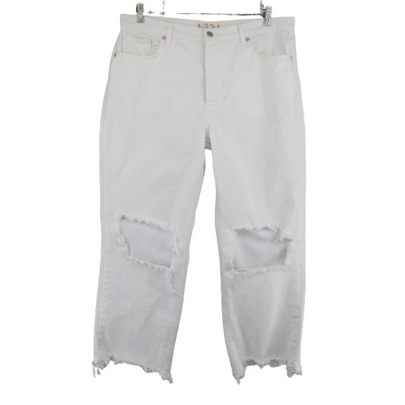 Free People Denim - Free People We The Free Maggie Jeans Size 32 White Distressed Denim Button Fly
